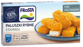Paluszki rybne z dorsza w złocistej panierce, od FRoSTY