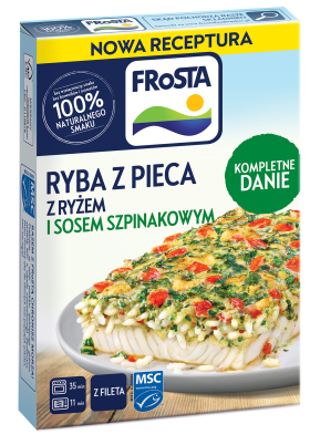 Ryba z pieca z ryżem i sosem szpinakowym – ryba w sosie szpinakowym