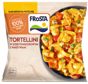 Tortellini w sosie pomidorowym z nadzieniem szpinakowym i warzywami