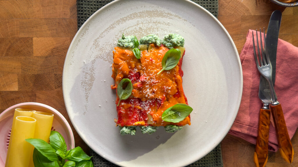 Cannelloni z gochujang i szpinakiem