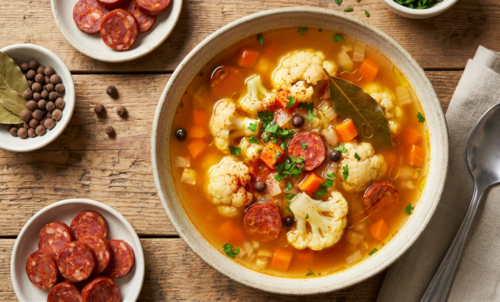 Zupa kalafiorowa z chorizo i wędzoną papryką